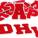 DAHI SHOP Set of 26 - Red - Iron On Chenille Letter Patches - Letterman Patches - Large 3.2" H x 2.4" W Embroidery Letter Patches - Adhesive Iron On Patches for Clothing - Red Varsity Letter Patches