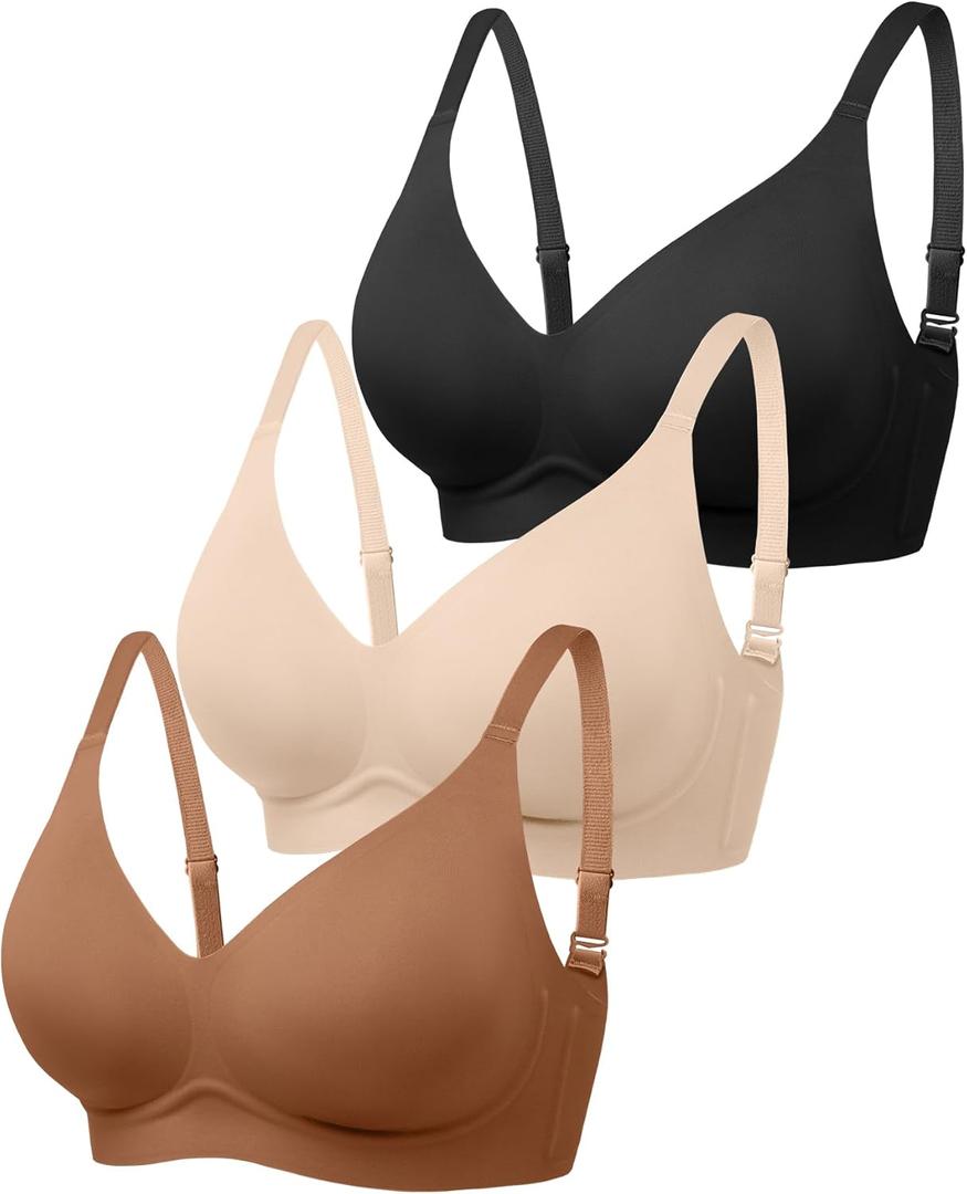 Jelly Bras for Women, Seamless Wireless Padded Bralette with Support, Comfy Everyday T-Shirt Bra No Underwire, XL