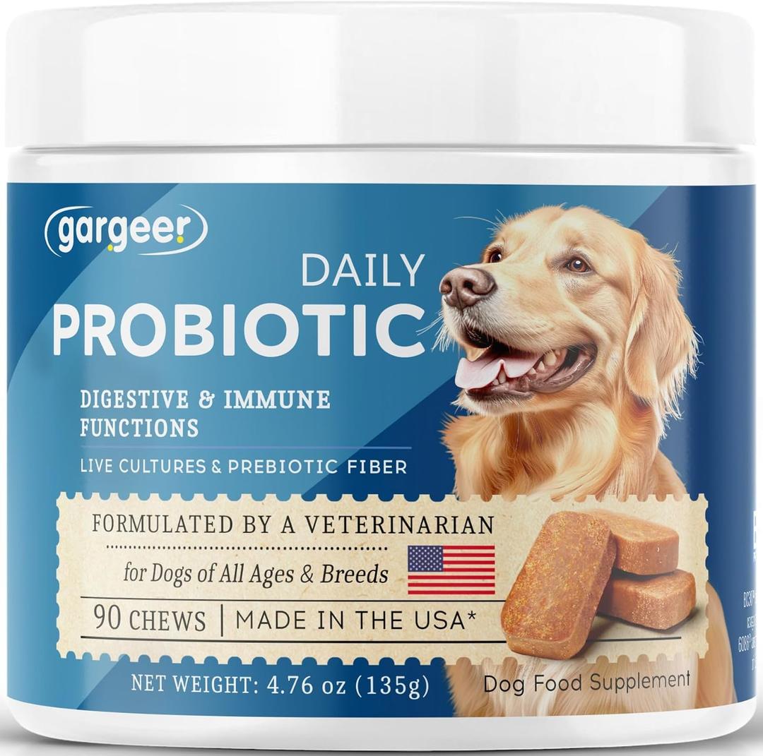 2 x Gargeer Daily Probiotics & Prebiotics for Dogs. Supports Healthy Digestion, Gut Flora & Proper Immune System. for All Dog Breeds & Ages, 60 Delicious Duck Flavored Soft Chews. Made in the USA