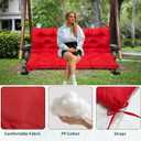 Swing Replacement Cushions for Outdoor: 2-3 Seater Bench Cushion with Ties | Thick Waterproof Patio Swing Cushion with Backrest for Garden Porch Backyard Furniture, 60x40in, Red