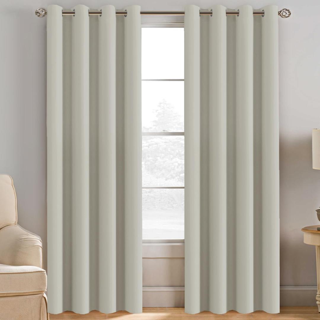 H.VERSAILTEX Room Darkening Curtains for Living Room Blackout Thermal Insulated Energy Efficient Winow Treatment Extra Long Curtains/Drapes, Grommet Top, One Panel - Ivory/Cream, 52" W x 96" L