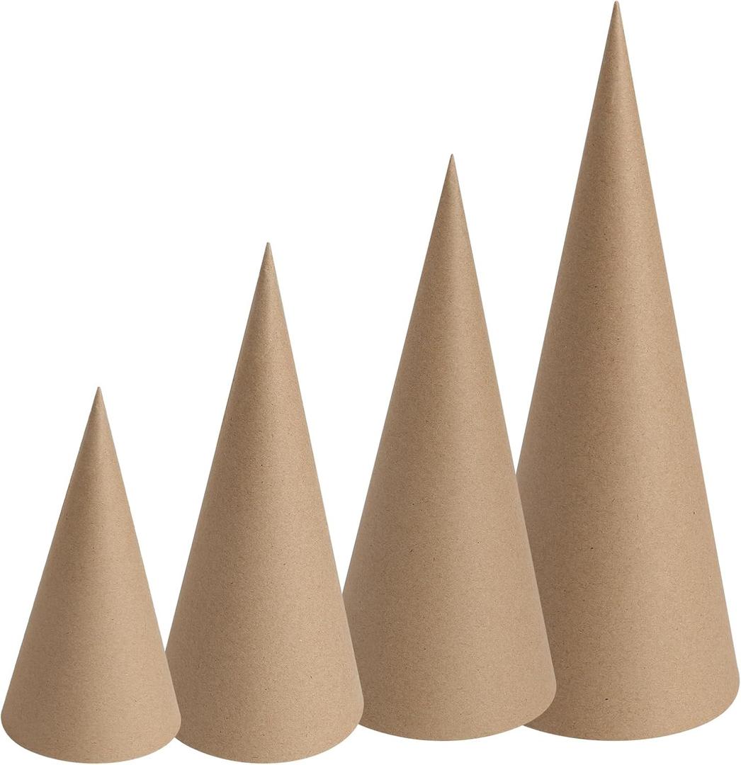 TFTAFAN Paper Mache Cones Brown Craft Cones Open Bottom Cardboard Craft Cones for Halloween Christmas Valentine's Day DIY Gnomes Ornament Christmas Cone Tree Decorations (8)