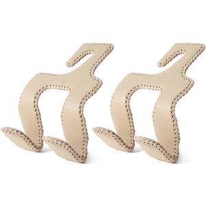 2021 Upgraded Car Purse Hook, 2 in 1 Car Seat Headrest Hooks Durable Hanger Storage Holder Leather Organizer for Hanging Grocery Bags, 2 Pack, Beige