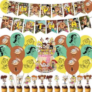 The Loud House Party Decorations,Loud House Birthday Party Supplies Includes Banner- Cake Topper - 24 Cupcake Toppers - 18 Balloons
