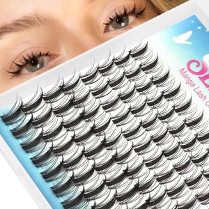 Fairy Manga Lash Clusters 10-14mm C Curl Spike Eyelash Clusters Lashes Extension Fairy Lash Clusters Lashes Cluster with Invisiable Band (Fairy)