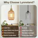 2 Pack Amber Cylinder Pendant Lights Kitchen Island with Ribbed Lampshade, Brushed Gold Hanging Light Fixture, Adjustable Pendant Lighting for Kitchen Island Sink Dining Room (Bulbs Not Included)