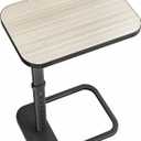 Driftwood Grey TV Tray Table, Adjustable Height & Rounded Metal Corners, Snack Table for Couch, Sofa, Bed, Chair, Living Room, C Shaped End Side Table for Eating, Dinner or Laptop, Small Spaces