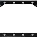 GG Grand General 60469 Black License Plate Frame w/Chrome Rivets, 2 Holes Black Frame