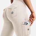YEOREO CoreFlex Women Workout Flare Leggings with Pockets Hidden Scrunch High Waisted Cargo Gym Yoga No Front Seam Leggings (M)