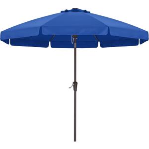 ABCCANOPY 9ft Scalloped Patio Umbrella, Outdoor Table Umbrella with Tilt and Crank, Fiberglass Ribs Deck Umbrella for Patio, Pool, Garden, Picnic (Blue)