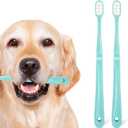 Dog Toothbrush Kit 2 Pack, Ultra Soft Pet Tooth Brush for Medium to Large Dogs & Cats, Animal Teeth Brushing Kit for Easy Dental Cleaning, 2 Pcs, Green