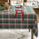 Romanstile Christmas Checkered Tablecloth Rectangle - 54 x 80 Inch - Green Buffalo Plaid Cotton Flannel Table Cloths, Xmas Winter Stain Resistant Washable Table Cover for Holiday/Party/Dining Decor