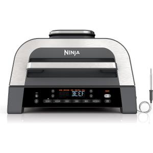 Ninja DG551 Foodi Smart XL 6-in-1 Indoor Grill with Air Fry, Roast, Bake, Broil, & Dehydrate, Foodi Smart Thermometer, 2nd Generation, Black/Silver