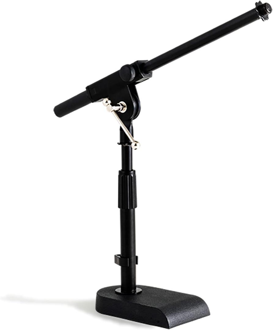Stage Rocker Adjustable Low-profile Microphone Stand - Snare/Tom Bottom/Bass (Kick) Drum/Table Top, Adjustable Height, 15.75 Telescoping Boom Arm, Clip-on cable holder, Powered by Hamilton (SR610111)