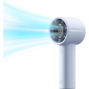 JISULIFE Handheld Turbo Fan, 5000mAh Rechargeable Portable Fans,Up to 28 Hours Cooling,5 Speed Strong Wind,Personal Mini Fan for Travel Outdoor Camping Beach MakeupBlue (LED Display)