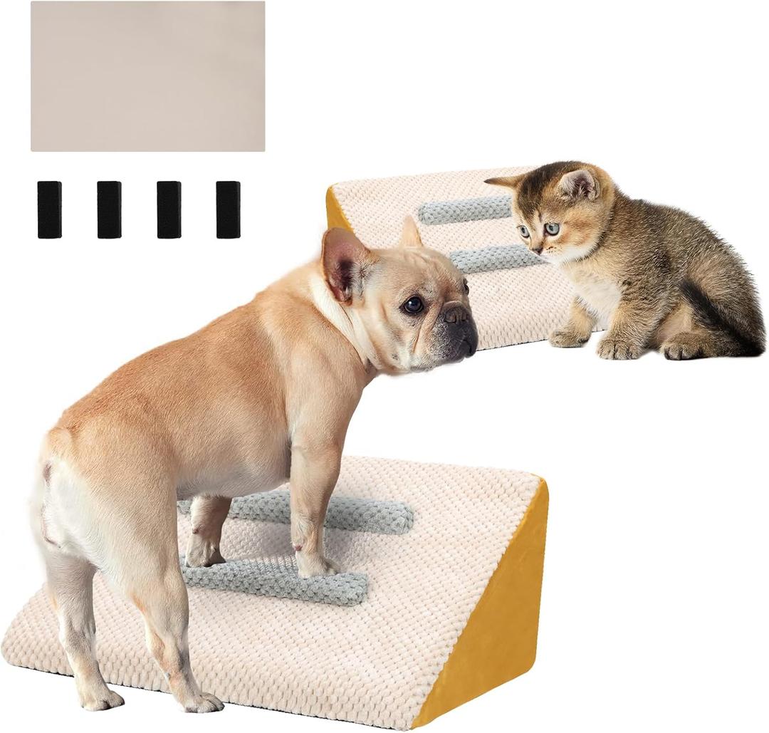 1pack Dog Stairs,Dog Ramp for Stairs Pet Steps with Non-Slip Mat and Anti-Slip Stickers Grippy Carpet Surface for Dog Paws for Any Staircase Pet Ramp for Small Dogs Cats Senior Pets Injured Dogs