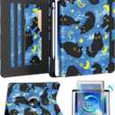 Kidcube for iPad 9th/8th/7th Generation Case 10.2 Inch - for Women Girls Cute Rotating Stand Folio Cover with Pencil Holder & Card Slot Girly Cat Unique Design Blue Teen for iPad 9th/8th/7th Gen Cases