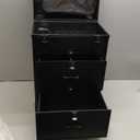 YUYANSHOP Rolling Makeup Case, Professional Makeup Trolley with 2 Large Drawers and Wheels Cosmetic Organizer Trolley for Studio or Travelling Nail Technician Artists Cosmetologist Stylist (Black)