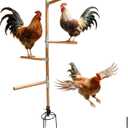 Chicken Perch Toys for Coop & Backyard Chickens, Large Chicken Perch Roosting Bars with 3-Prong Metal Ground Plug & Adjustable and Replaceable Wood Bar(Wooden, 54" H x 14" R)