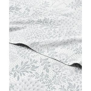 Floral Sheets - Grey Floral Bed Sheet Set - 1 Flat, 1 Fitted & 2 Pillowcases w/ Deep Pockets - Comfy, Wrinkle & Fade Free - Boho Botanical Bedding - Ultra-Soft, Breathable & Cooling - Queen Size (20 - Gray Ferns)