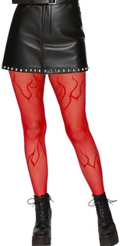 Flame Fishnet Tights Lace Tights Fishnet Stockings for Women Halloween Party Cosplay