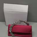 Evening Bag For Women Glitter Crystal Handle Clutch Purse Flap Handbags For Wedding Party Chain Crossbody Bags (Rose)