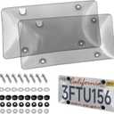 License Plate Protectors 2 Pack, Clear License Plate Cover Protector with Screw Accessories License Plates Frame for American Standard Cars, 12.2"x6.3" (Gray)