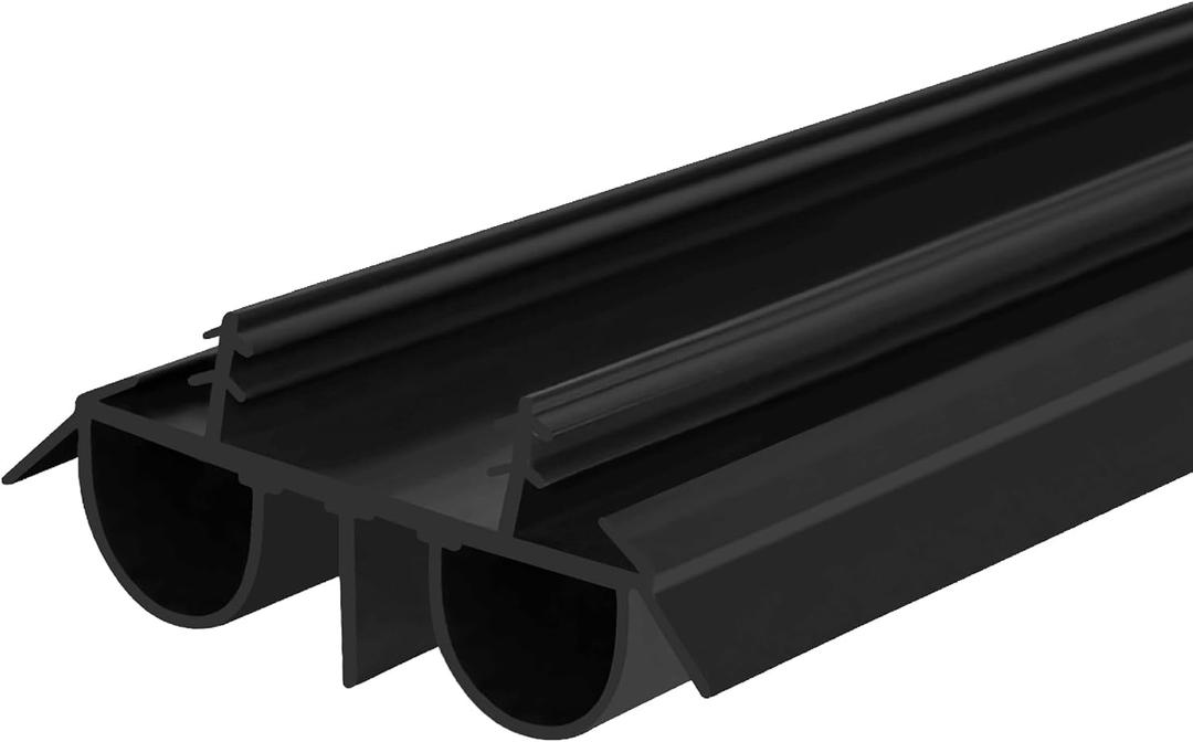 36" Kerf Slide-in Double Bulb Seal Weatherstrip Door Bottom Durable Seal for Energy Efficiency & Draft Protection (Black)