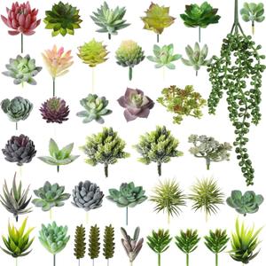 Yunsailing 40 Pieces Artificial Succulent Plants Faux Realistic Unpotted Mini Succulents for DIY Garden Home Office Indoor Decor (Fresh)