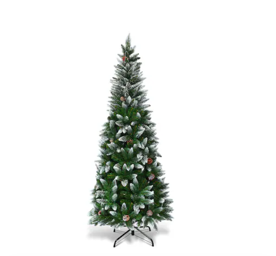 5-ft Pencil Flocked Artificial Christmas Tree