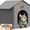 Outdoor Cat House Weatherproof, Insulated Cat Dog Houses for Outdoor/Indoor Cats for Winter, Waterproof Feral Stray Cat Shelter with Warm Cushion for All Seasons, Easy to Assemble, Grey