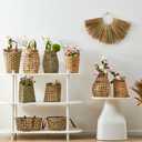 Woven Front Door Basket Water Hyacinth Wall Hanging Basket Decorative Boho Mounted Organizer for Dried Flower Plants Storage Basket for Garden, Home, and Farmhouse Décor (B_Hyacinth)