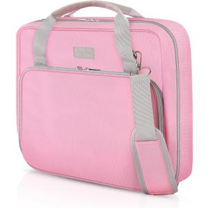 SKYDUE Zipper Binder 3 Inch D-Ring School Binder, Oxford Fabric School Organizer Holds 700+ Sheets, Fits 13.3" Laptop, Water-Resistant, Handle & Shoulder Strap, 14"x13"  School Supplies, Pink