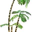 OUSHENG Lighted Palm Tree Bar Outdoor Christmas Decorations Decor, Light Up LED Artificial Fake Faux Trees Lights for Outside Patio Yard Pool Porch Deck Party Tropical, 6FT