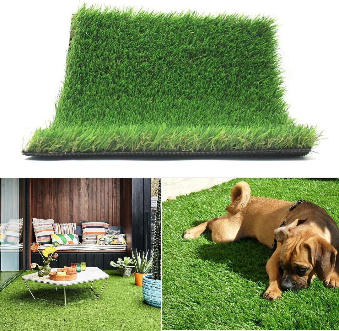 Realistic Thick Artificial Grass Turf -Indoor Outdoor Garden Lawn Landscape Synthetic Grass Mat - Thick Fake Grass Rug (4FTX6FT (24 Square FT))