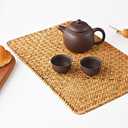 6 Pack Rectangular Woven Placemats, Rattan Wicker Table Mats, 17" x 12", Natural Seagrass Place Mats for Dining Table (Set of 6)