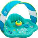 SwimSchool Infant Baby Pool Floats, Free Swimming, Super Buoyant Ages 6-24 Months Multiple Colors/Styles Adjustable Canopies and Seats, Splash & Play Baby Floaties, Splash Mat W/Backrest With Canopy