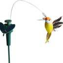 Solar or Battery Powered Fluttering Hummingbird, Real Feather Wings and Tails