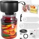 Mason Jar Vacuum Sealer Kit,Auto Stop jar vacuum sealer for mason jars,Portable kitchen Food Storage and Canning,Includes 20 Jar Lids,with Led Screen (Black)