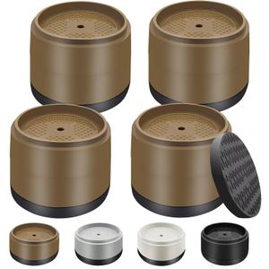 Furniture Risers Bed Risers Heavy Duty 1 inch, 2 inch, 3 inch, 4 inch Round Adjustable Bed Lifts Riser for Desk Legs Table Couch Sofa Chair Refrigerator Washing Machine (1+1 Inch, Brown, 4 Pack )