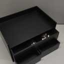 Bamboo Desk Organizer with Drawers Wooden Desktop Storage Drawers for Bills Office Supplies Kitchen Utensils Organizing Tool for Home Classroom Organization No Assembly (3 Drawers, Black)