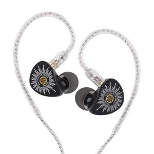 Kiwi Ears x B_Media Chorus in Ear Monitor, DLC Diaphragm Dynamic Driver IEM, with CNC Metal Faceplate, Wired Earbuds with Dual Silver-Plated Cable for Musicians (1, Black, 3.5mm No Mic)
