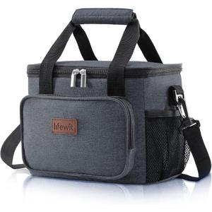 Lifewit Large Lunch Bag Insulated Lunch Box Soft Cooler Cooling Tote for Adult Men Women, Dark Gray 12-Can (8.5L)