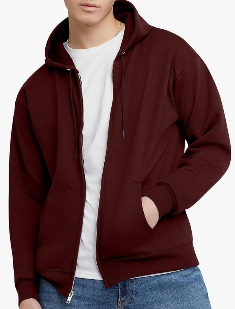 Hanes mens Zip-up Hoodie, Ecosmart Fleece Full-zip Hoodie for Men, Hooded Sweatshirt L