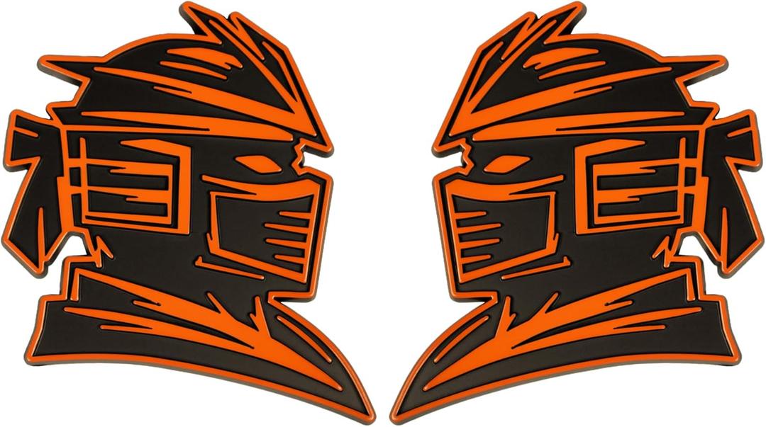 Samurai Emblem, Custom 3D Car Badge Universal Exterior Accessories for Car, Truck, SUV, Motorcycle (Set of 2) (Orange)