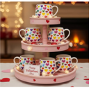 Layhit 6 Pcs Valentine's Day Coffee Mugs 12 oz Valentine Conversation Heart Ceramic Mugs Bulk Cute Couple Cups Set for Anniversary Wedding Engagement Birthday Couple Gifts Mom Girlfriend