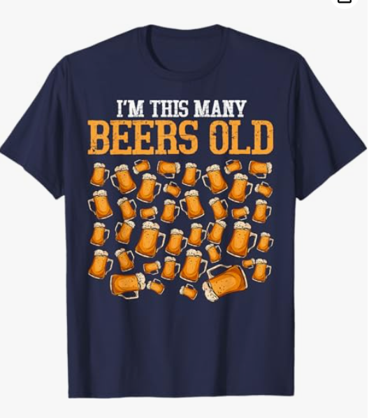 Funny 40 Year Old Beer Drinking Gag Gift, 40th Birthday T-Shirt (Blue, L)
