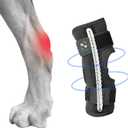 Coodeo Powerful Dog Canine Rear Leg Hock Joint Brace with Metal Spring Strips, Strengthen Support Dog Back Leg Compression Wrap, Help Dogs with Injuries, Sprains, Arthritis, Rheumatism Walk (S, Black)
