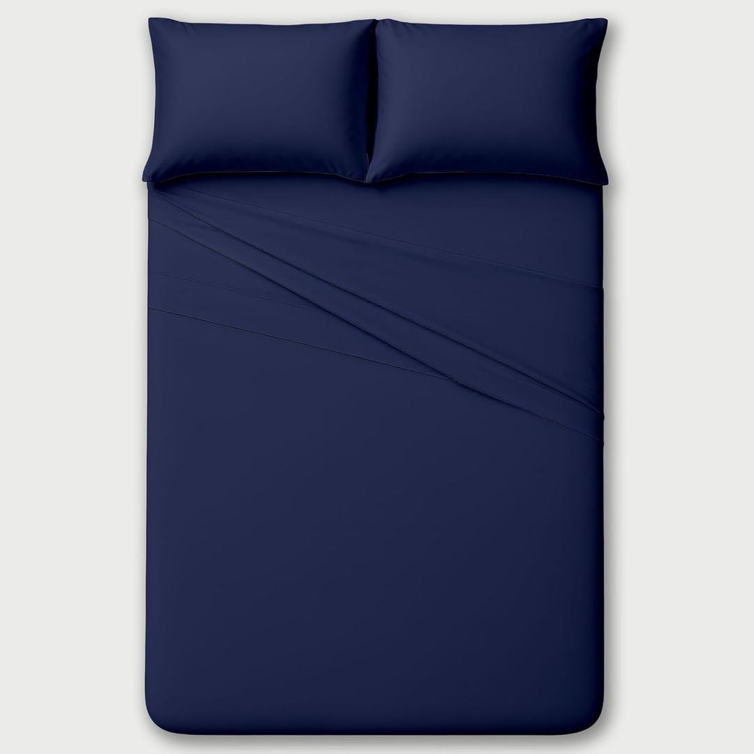 Sheets Twin XL Size Bed Sheets-100% Long Staple Soft Egyptian Cotton SheetSet, 4 Piece Set-Upto 15" Deep Pocket-Pure Egyptian Cotton Bed Sheets Set (Navy)