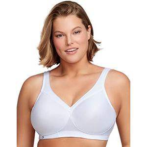 Glamorise womens Full Figure Plus Size MagicLift Seamless Wirefree Sports Bra #1006, White, 46C